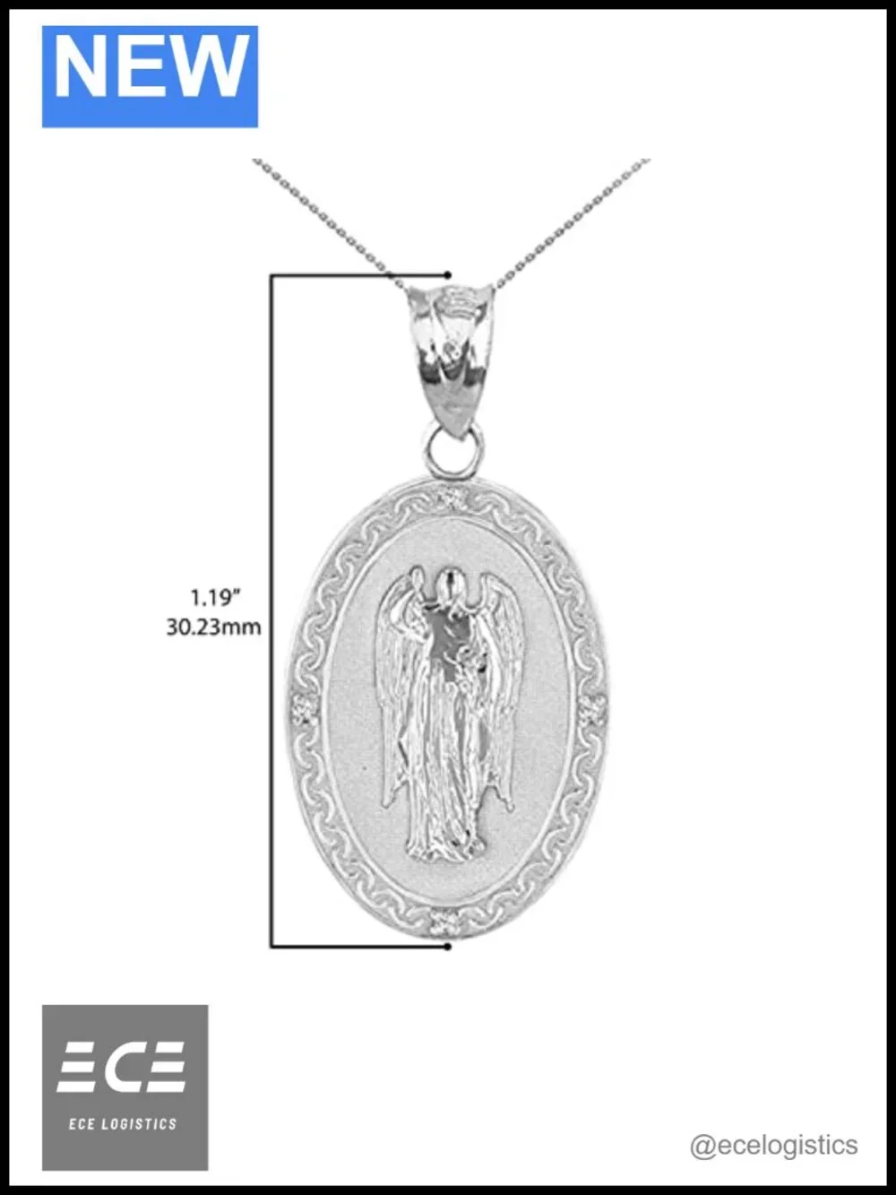 925 Sterling Silver Oval Saint Gabriel Medal Pendant Necklace